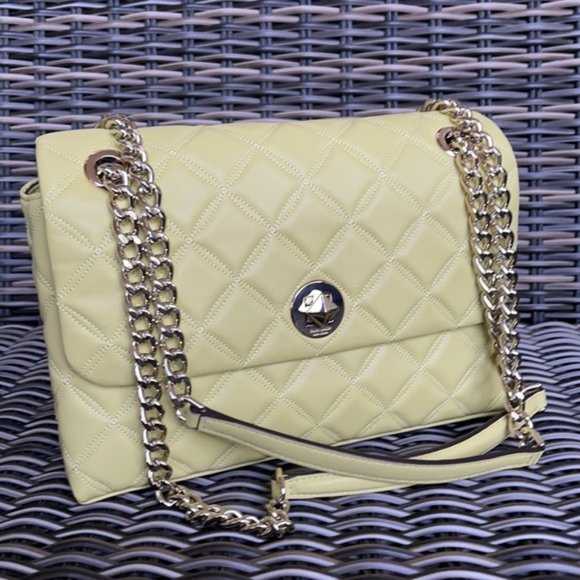 Kate Spade Natalia Smooth Leather Medium Flap Shoulder Bag Frosty Lime - Picture 1 of 16
